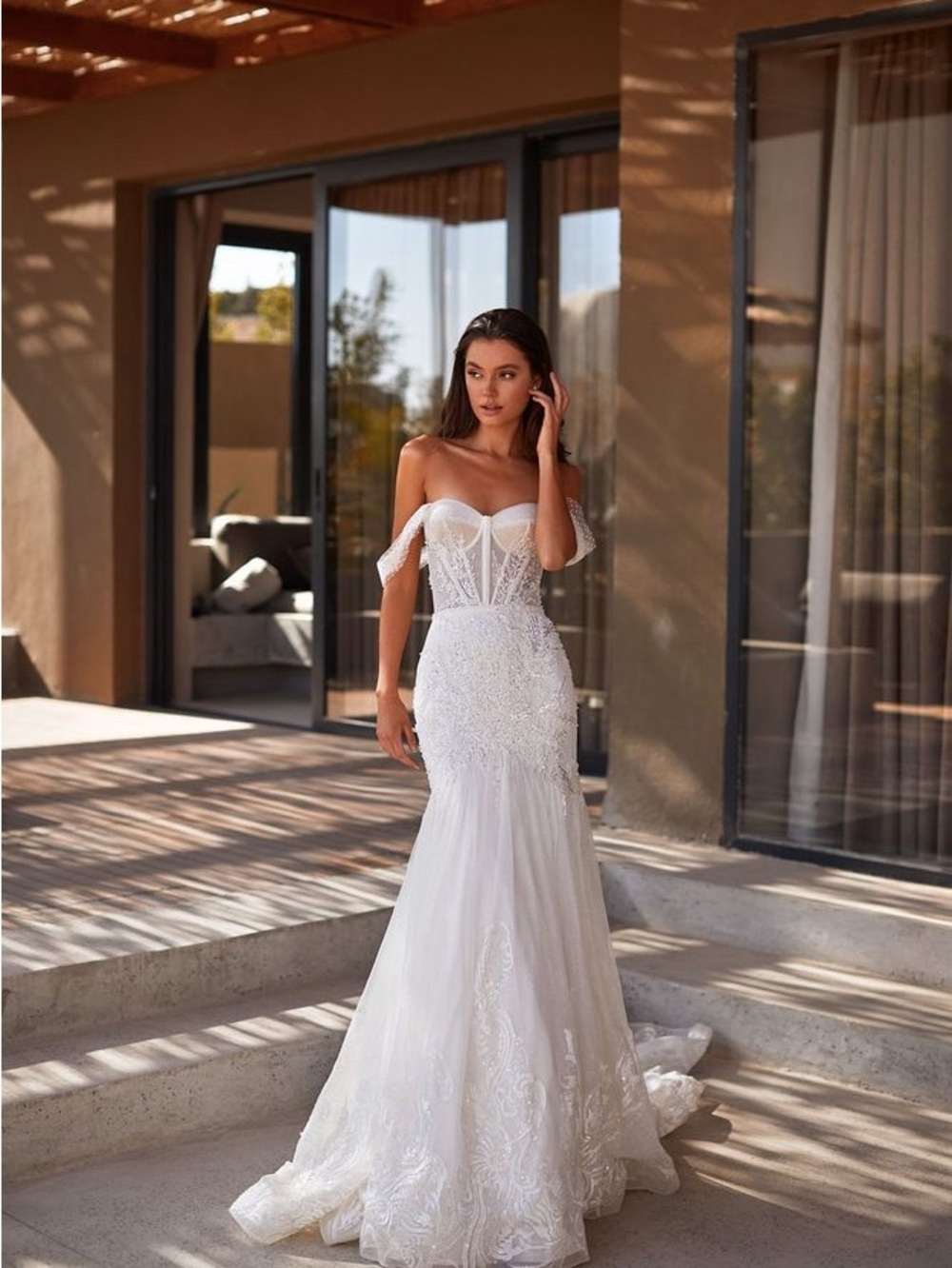 Milla Nova Wedding Dress | Off-Shoulder White Lace Wedding Dress
